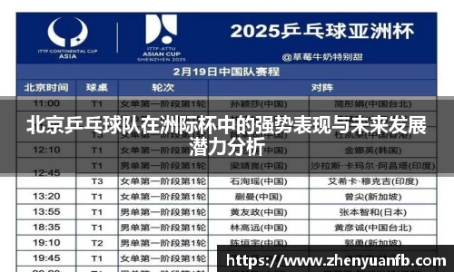 北京乒乓球队在洲际杯中的强势表现与未来发展潜力分析